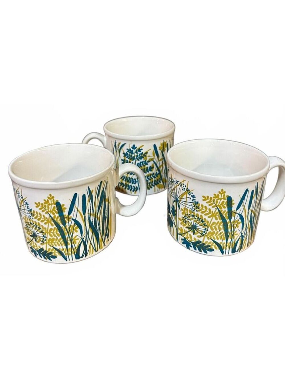 3 Vintage Staffordshire England Floral Mugs 1970s